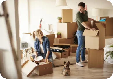 couple packing for move